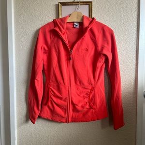 The North Face fleece jacket, bright orange/coral color size M